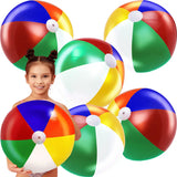 4E's Novelty Beach Balls [6 Pack] 20" Inflatable Beach Balls for Kids - Pool Games Toys for Kids & Toddlers, Classic Rainbow Color