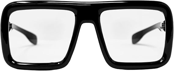 4E's Novelty Black Oversized Glasses - Clear Lens Non-Prescription Fashion Eyewear for Adults & Kids