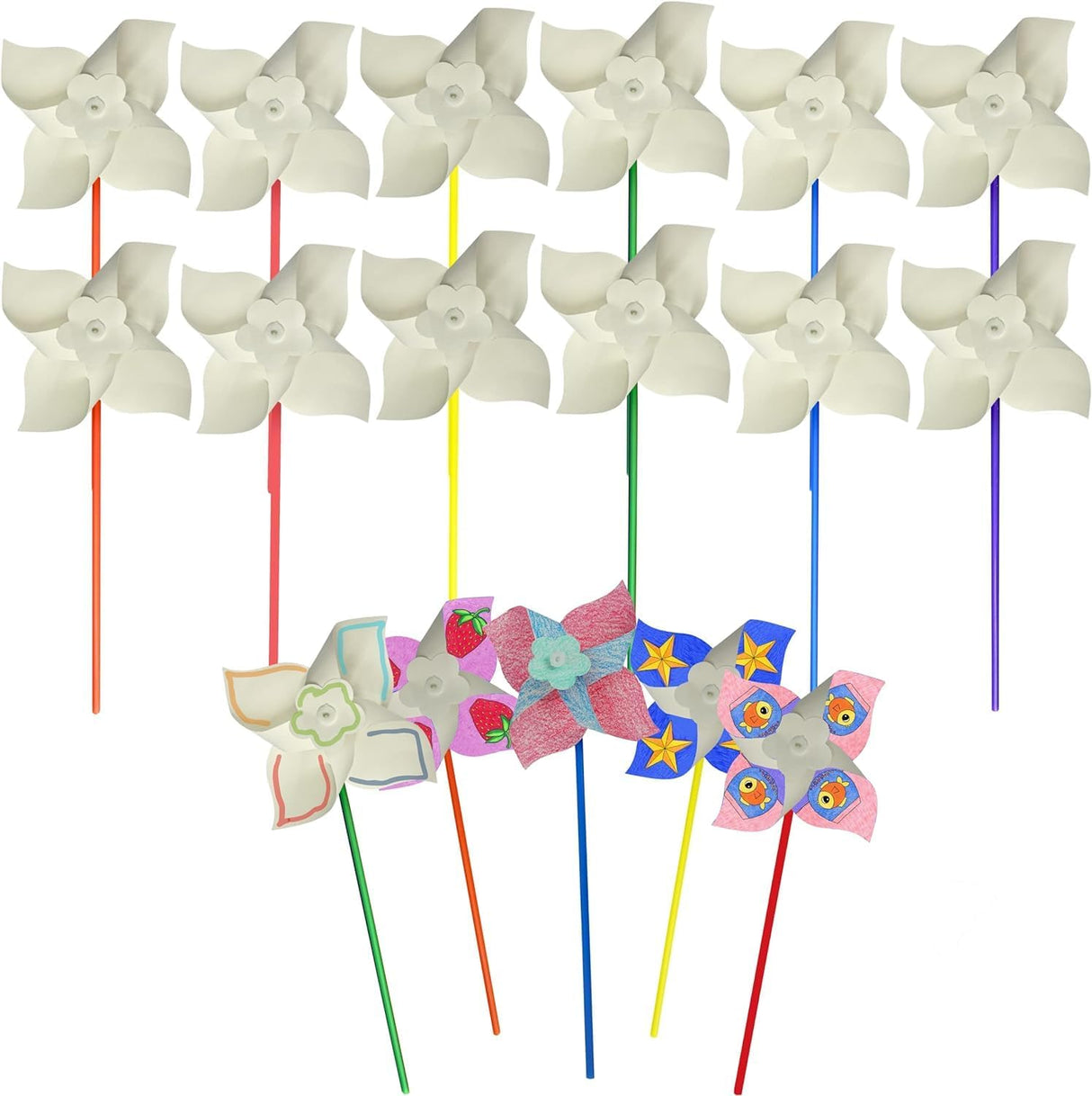 4E's Novelty 100 Pack DIY Pinwheels Craft for Kids