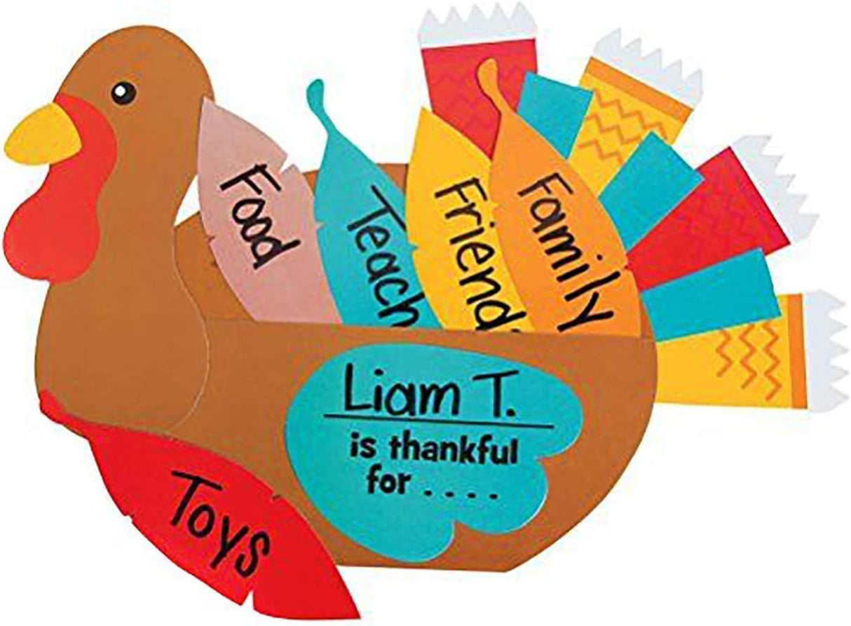 4E's Novelty 24 Pack Blank Foam Turkey Craft-8" Foam Turkey Cutouts for Classroom Thanksgiving Turkey Bulletin Board Decorations & School Party Craft