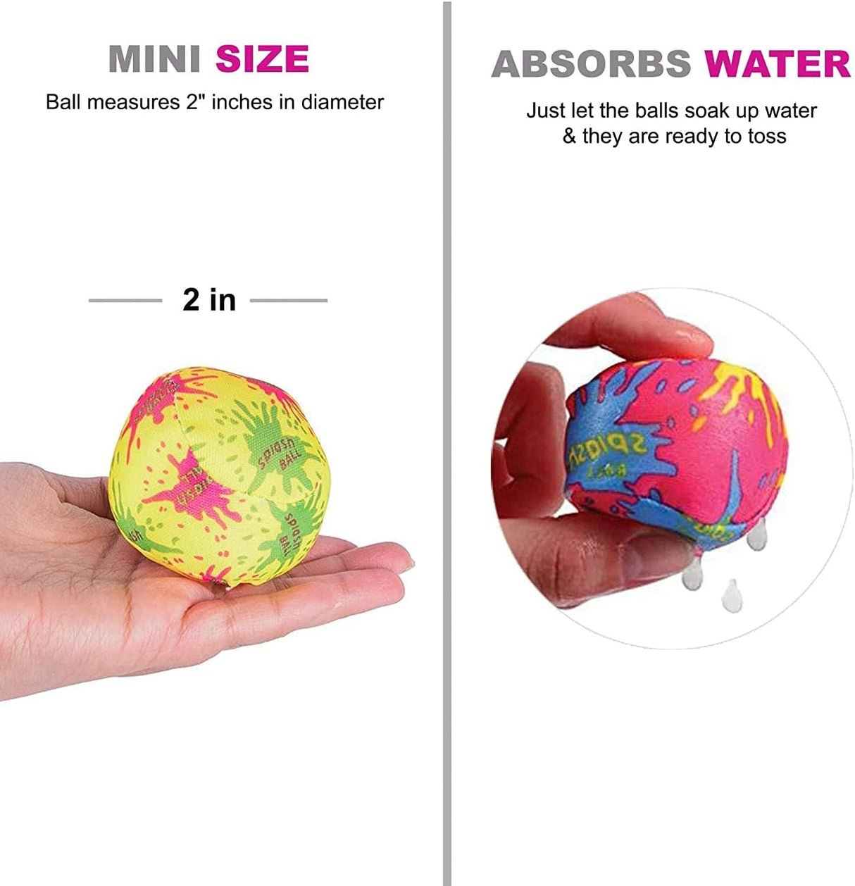 4E's Novelty 12 Pack Water Bomb Splash Balls – 2" Sponge Balls for Pool Party Kids