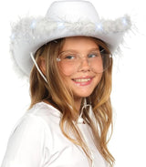 4E's Novelty Felt Cowgirl Hat w/ Heart Glasses – Western Party Accessory for Adults