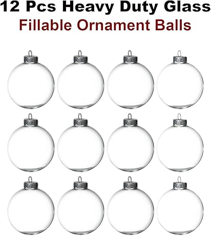 12 Pack Glass Heart Christmas Ornament 60mm/2.36" Clear Fillable Ornaments