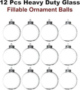 12 Pack Glass Heart Christmas Ornament 60mm/2.36" Clear Fillable Ornaments