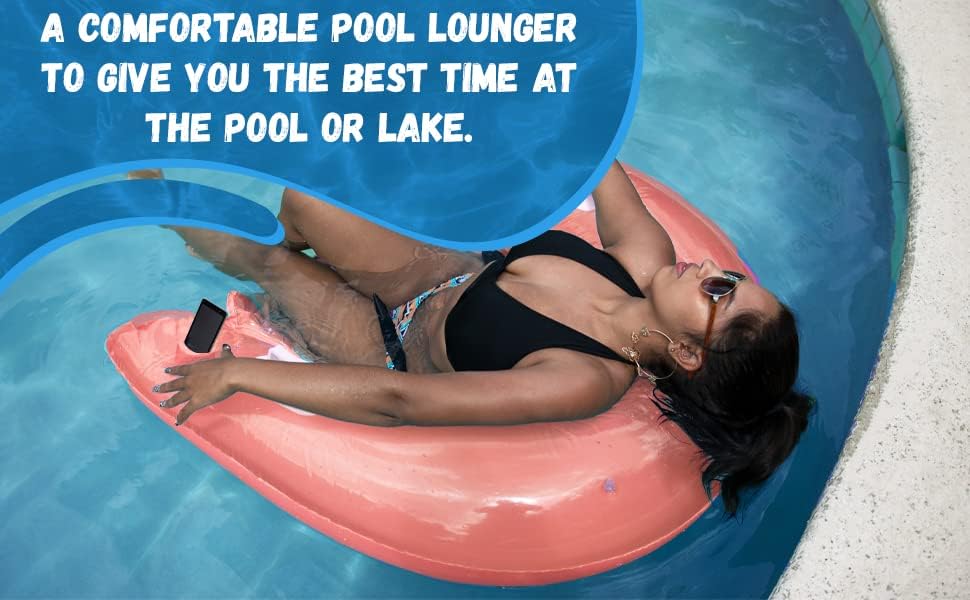 4E's Novlety 2 Pack Inflatable Pool Chair Float with Drink & Phone Holder – Ultimate Relaxation for Adults