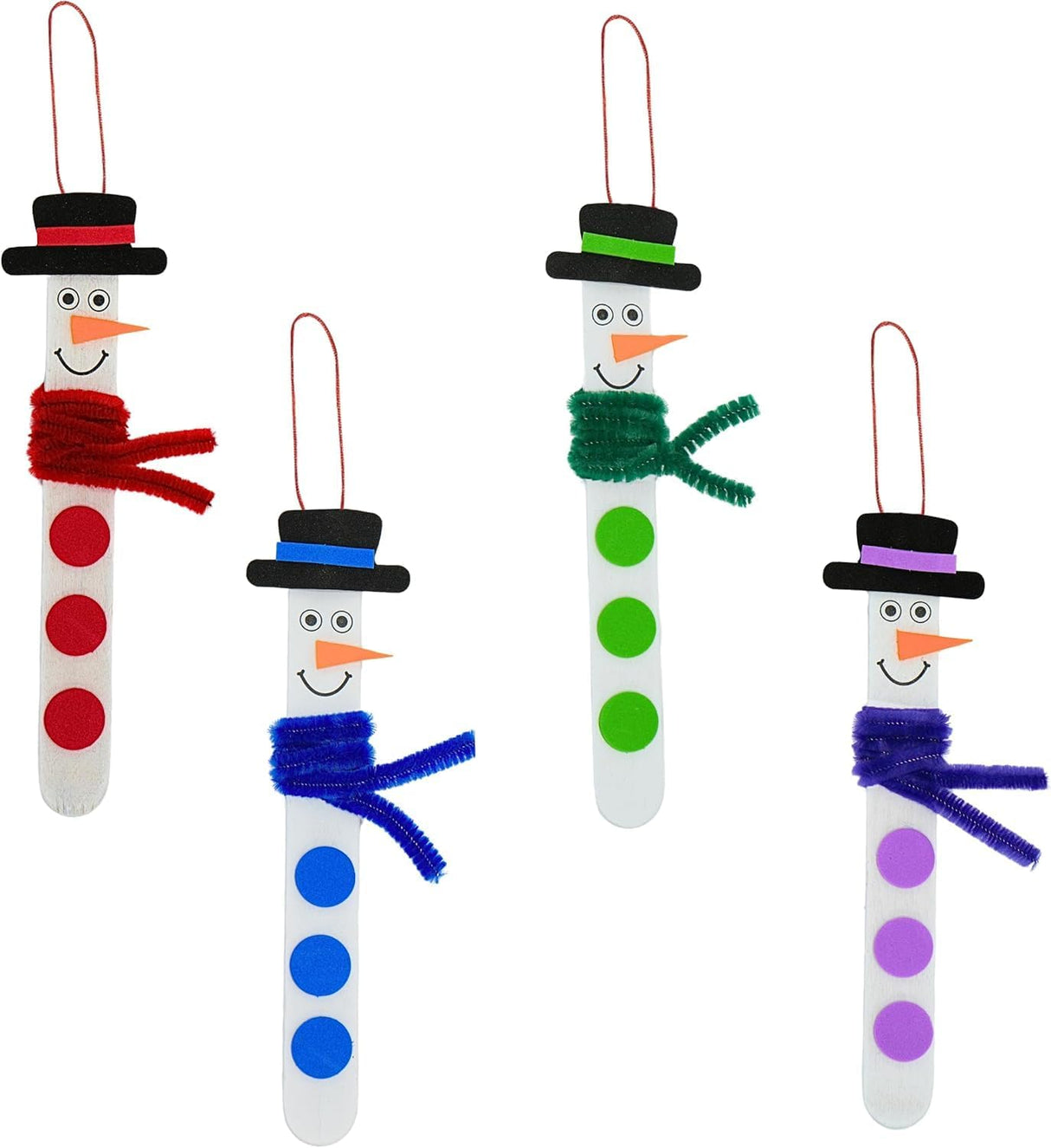 4E's Novelty 4 Pack Christmas Snowman Stick Ornament Craft Kit