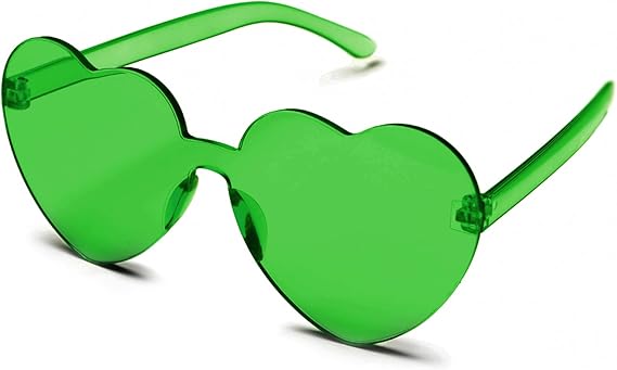 4E's Novelty Green Cowboy Hat with Feather and Heart Shaped Sunglasses, Cowgirl Hat for Women, Western Party Dress Up Fashion Accessories for Adults