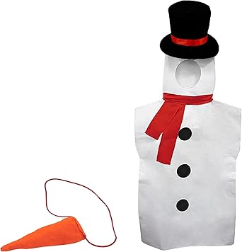 4E’s Novelty Snowman Costume Adult One-Piece for Men & Women, Includes Carrot Nose & Hat, Perfect for Snowman Costume Adult for Holiday Parties