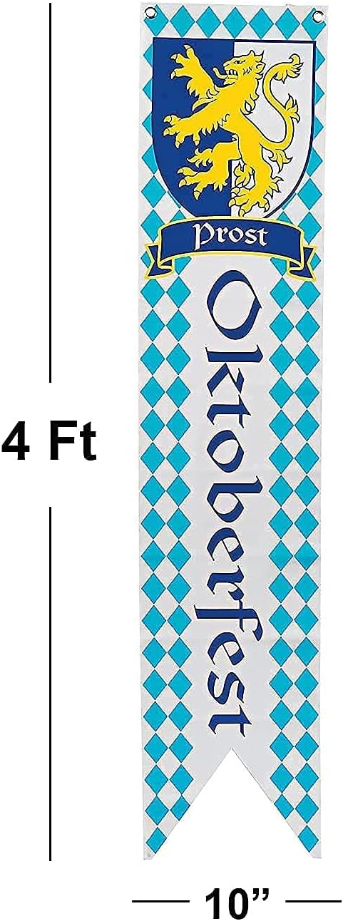 8 Pcs Oktoberfest Party Supplies - 6 Hanging Paper Lanterns & 2 Oktoberfest Banners