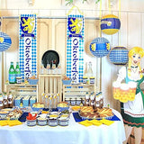 8 Pcs Oktoberfest Party Supplies - 6 Hanging Paper Lanterns & 2 Oktoberfest Banners