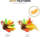 4E's Novelty 4 Pack Pinecone Turkey Craft Kit - DIY Thanksgiving Crafts for Kids & Adults, Turkey Arts and Crafts, Thanksgiving Table Decorations