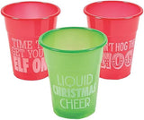 4E's Novelty 16 oz Christmas Cups for Party - 50 Pack Christmas Party Disposable Plastic Cups with Santa & Humorous Quotes Bulk & Holiday Cups