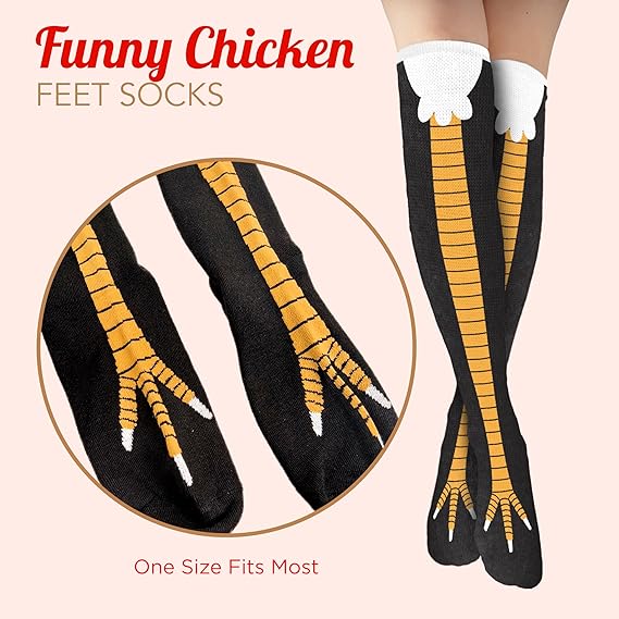 4E's Novelty Funny Chicken Feet Socks for Women & Men