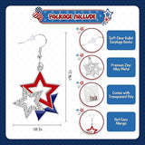 4E's Novelty Red White Blue Star Earrings for Women