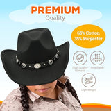 4E's Novelty Black Cowboy Hat For Men & Women Premium Felt Western Cowboy Hat