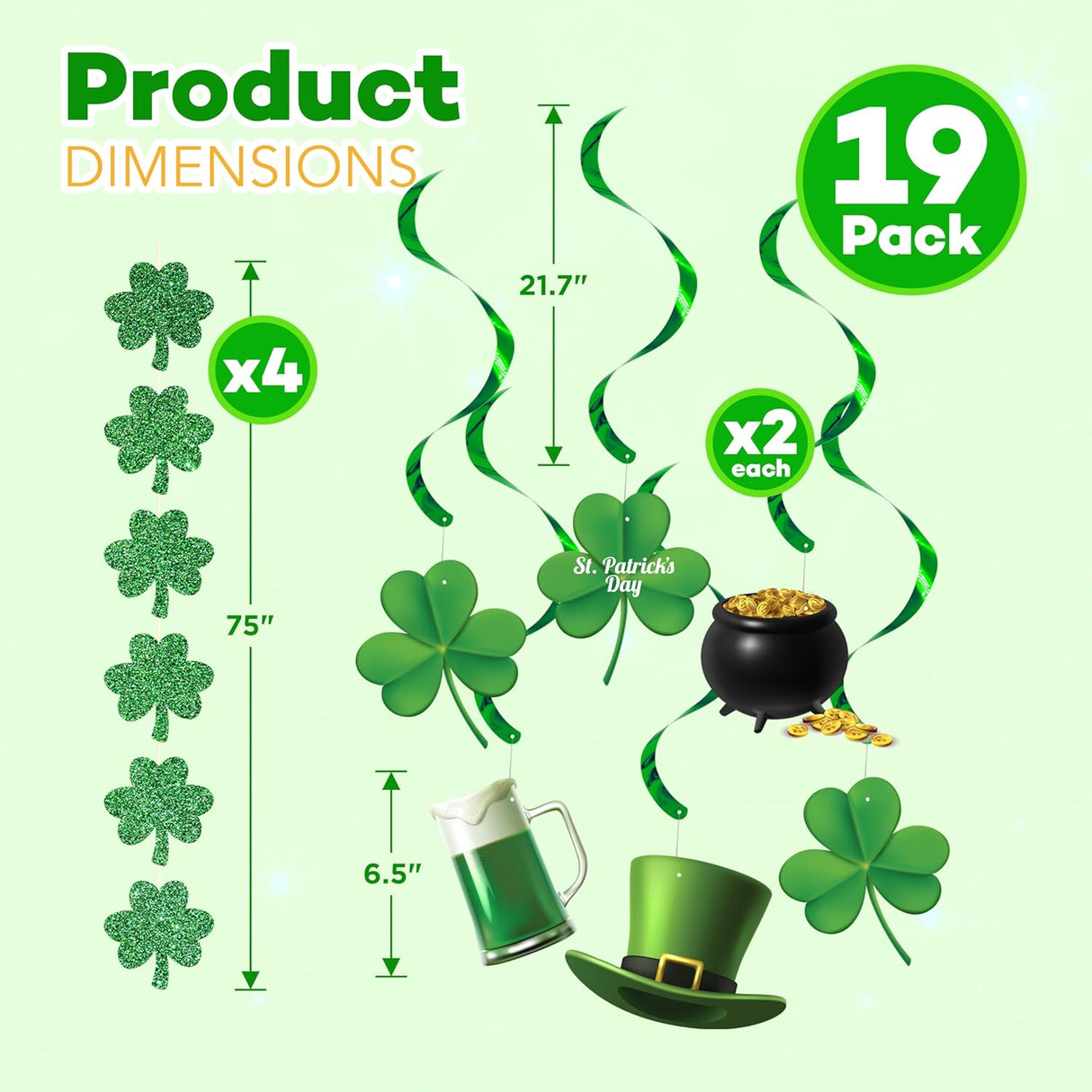 4E's Novelty 19 Pcs St. Patrick's Day Decorations Kit