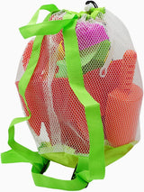 4E's Novelty 13 Beach Sand Toys for Kids – Sand Castle Bucket with Shovel & Large Molds, Includes Mesh Beach Bag for Toddlers, Perfect for Kids 3-10