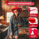 4E's Novelty Cowgirl Hat with Feathers & Heart Sunglasses - Felt, Women's Costume