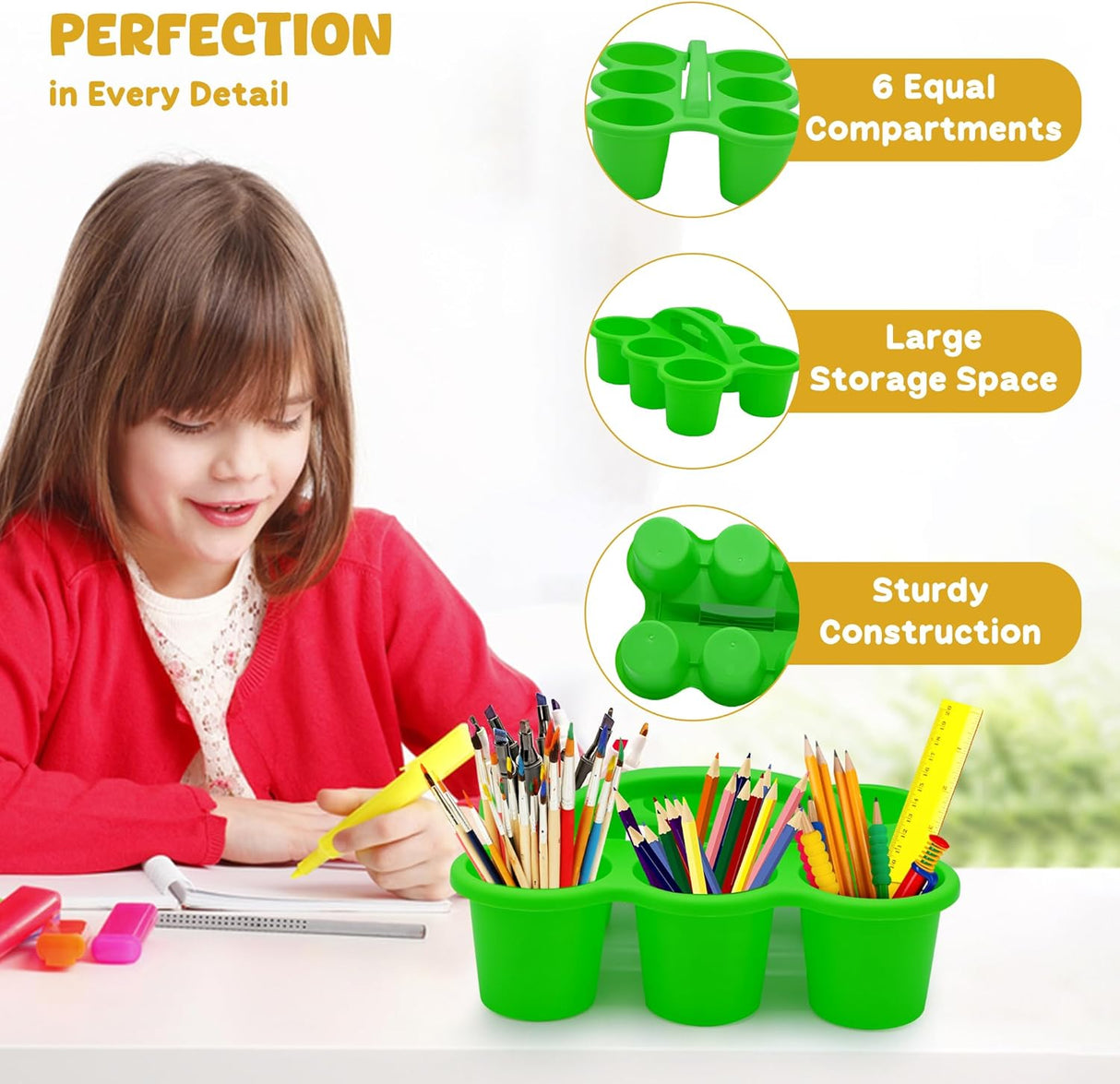 4E's Novelty 4 Pack Pencil Caddy for Classroom, Vibrant Classroom Caddy
