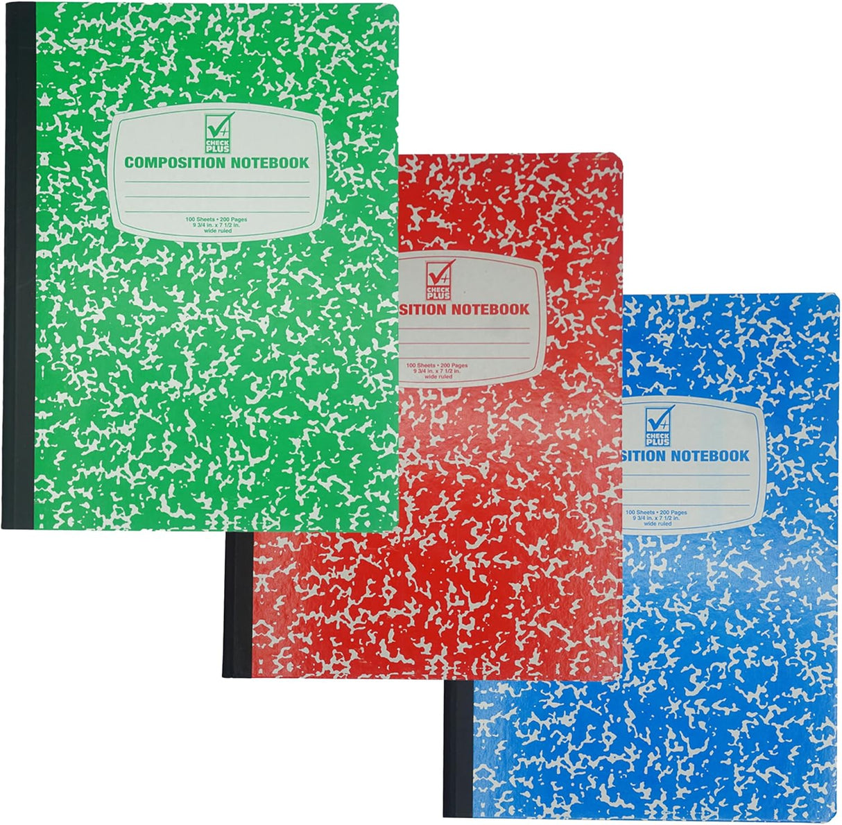 Wide Ruled Notebook Assorted Color, Marble Composition Notebook, Primary K-2, College Ruled - 3 pcs Notebooks for School
