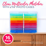 4E's Novelty 16 Pack Clear Multi-color Photo Box with 4x6 Photo Cases