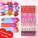 4E's Novelty 36-Pack Valentine Pencil Set – Pencils, Cards & Erasers for Classroom Gifts
