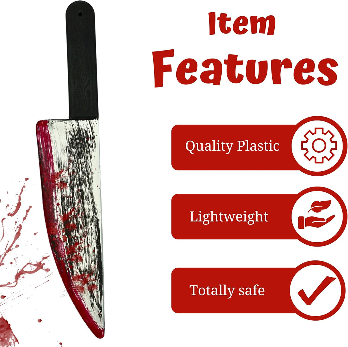 4E's Novelty Fake Knife with Blood – 16.5" Realistic Halloween Bloody Knife Prop for Kids & Adults