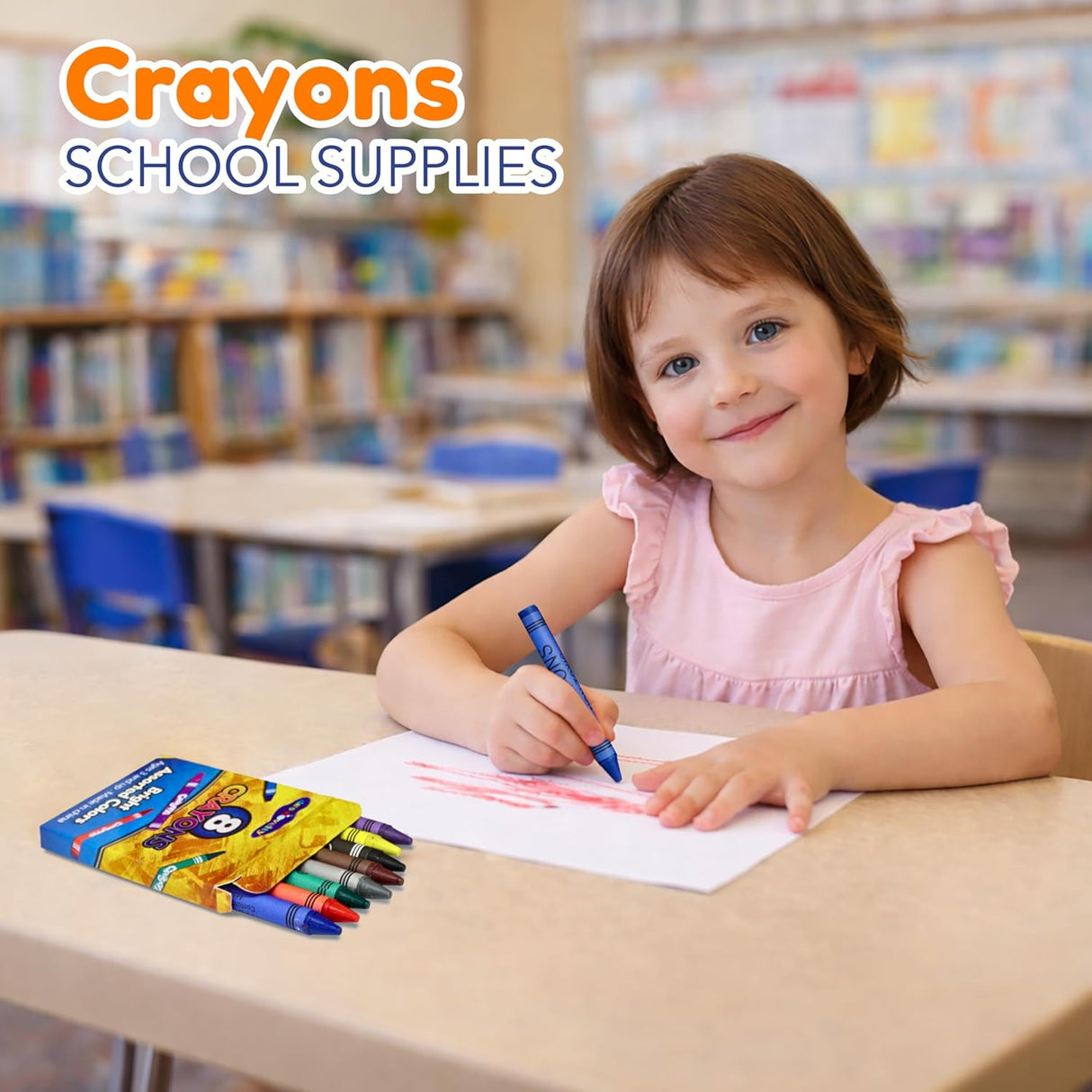 4E's Novelty 48 Boxes of 8-Pack Crayons - Bulk, Non-Toxic