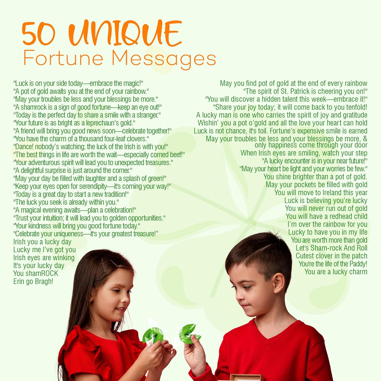 4E's Novelty St. Patrick’s Day Fortune Cookies – 50 Individually Wrapped Party Favors & Treats
