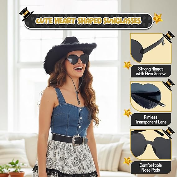4E's Novelty Pink Cowgirl Hat – Felt Cowboy Hat with Chinstrap for Parties & Festivals