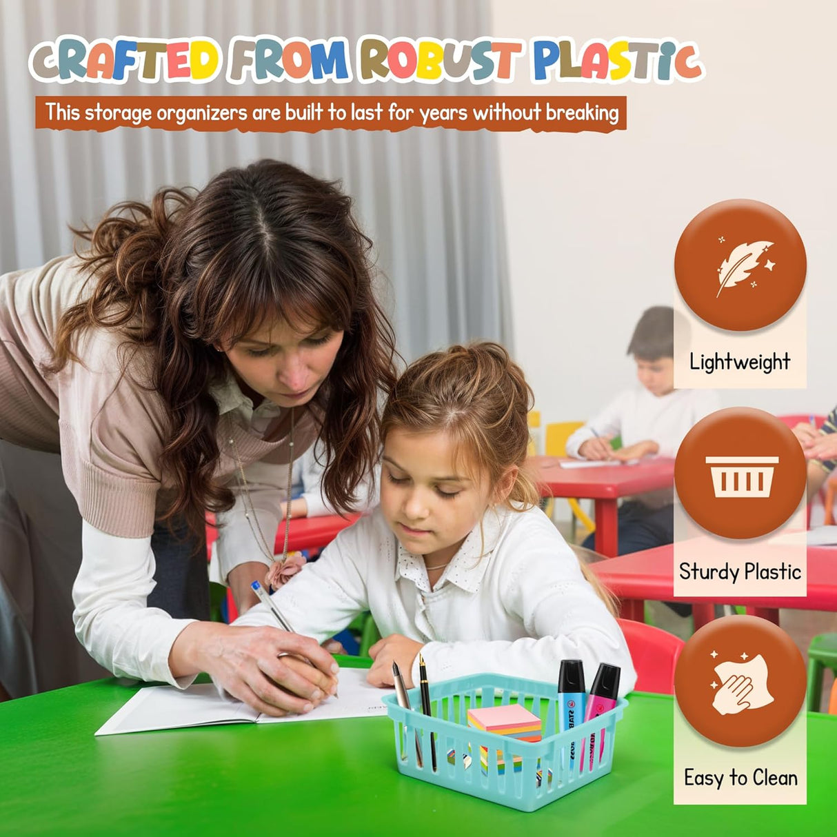 4E's Novelty 12 Pack Vibrant Boho Small Baskets for Classroom