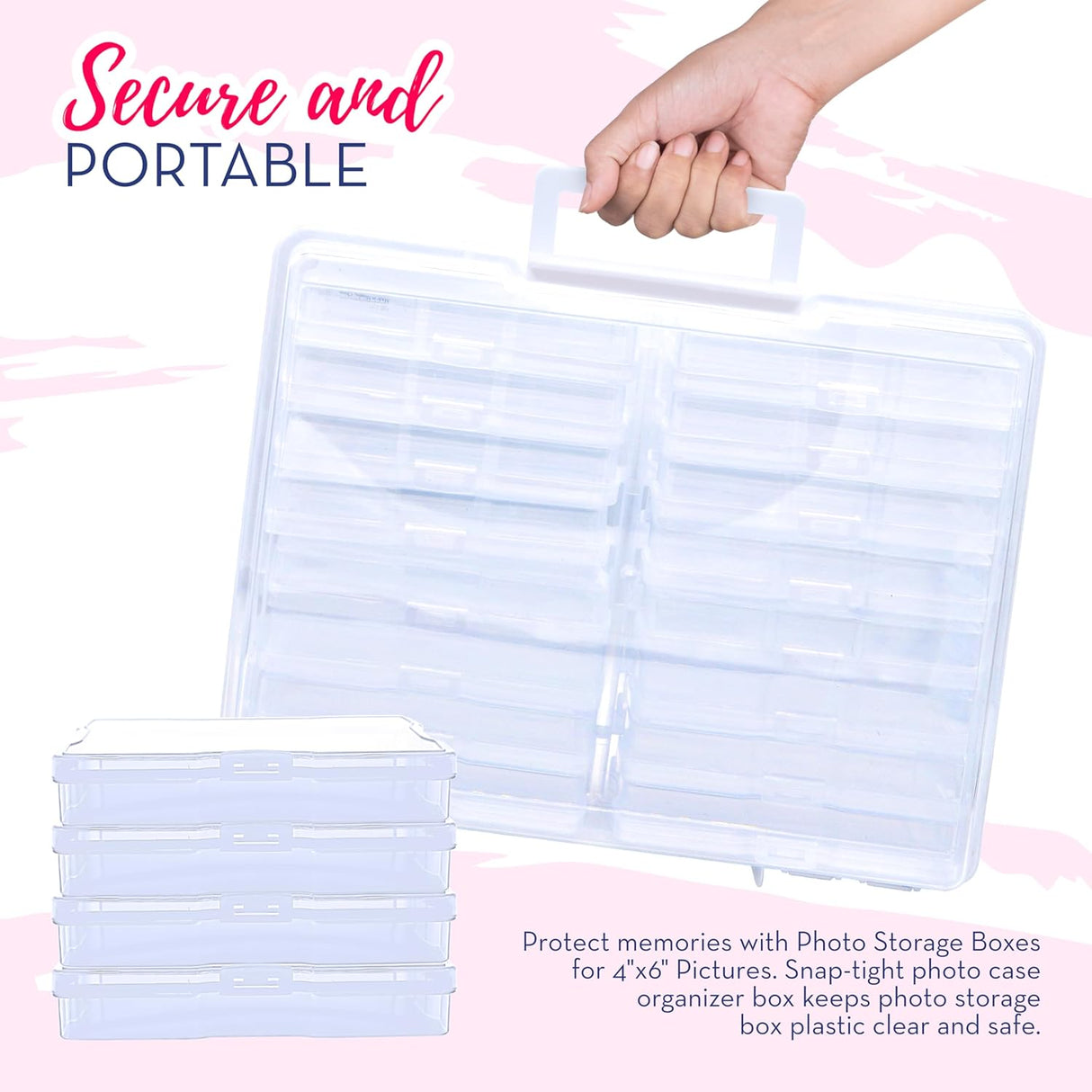 4E's Novelty 16 Pack Clear Photo Storage Box with 4x6 Photo Cases