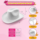 4E's Novelty White Felt Cowboy Hat with Chinstrap – Unisex Western Style for All Occasions