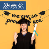 4E's Novelty 2026 Black Glitter Graduation Banner – We Are So Proud of You