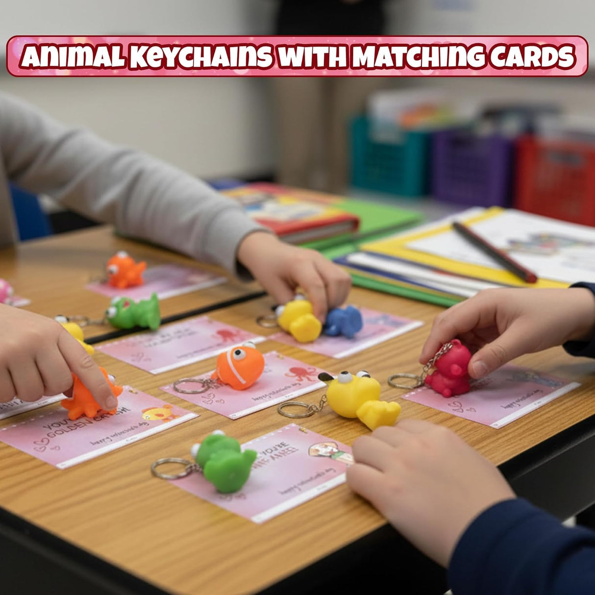 4E's Novelty 24 Pack Valentines Cards with Popping Eye Animals