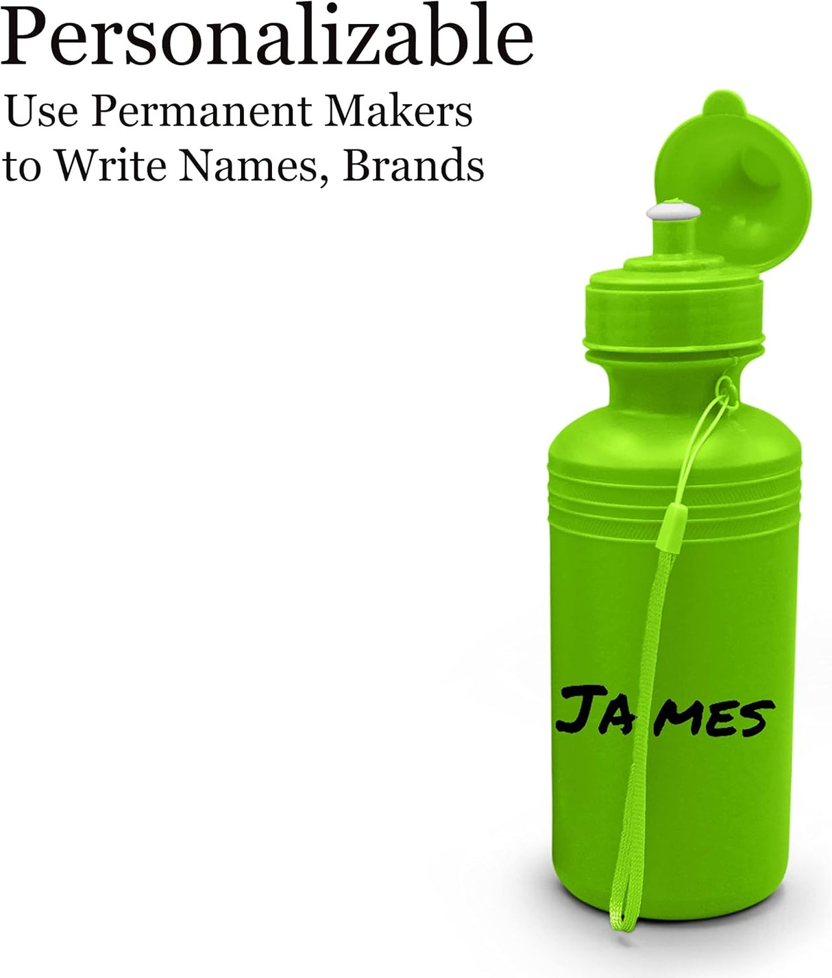 4E's Novelty 4 Pack Kids Water Bottles – 18oz BPA-Free, Reusable with Strap