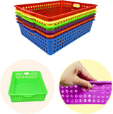 4E's Novelty Colorful Plastic Classroom Storage Bins - 13.75" x 10.25" for Organizing Papers, Pencils, Arts & Crafts, Rainbow Containers