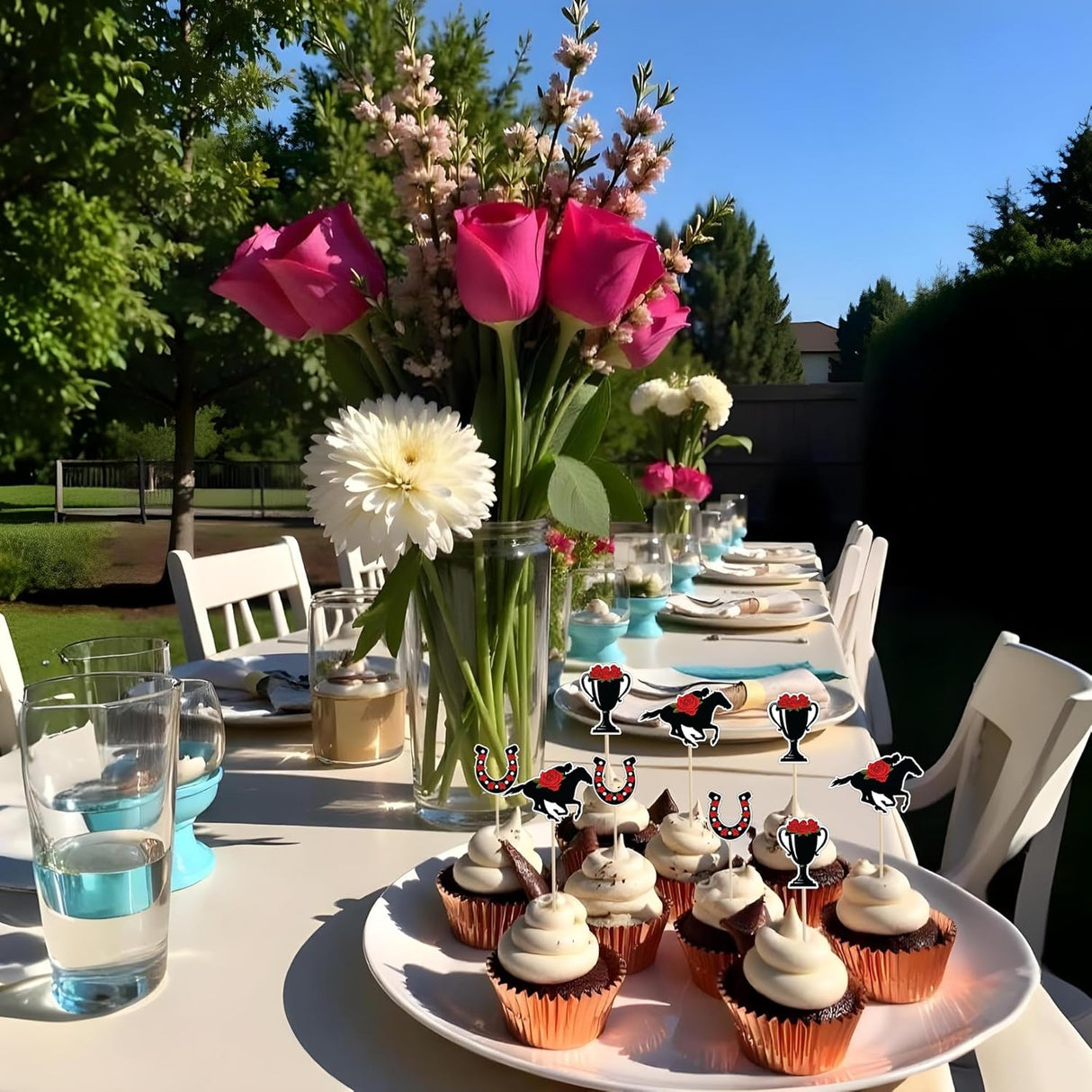 4E's Novelty Horse Racing Derby Toppers Picks 60 Pack – Kentucky Derby Party Toothpicks for Cupcakes, Appetizers & Western Decorations