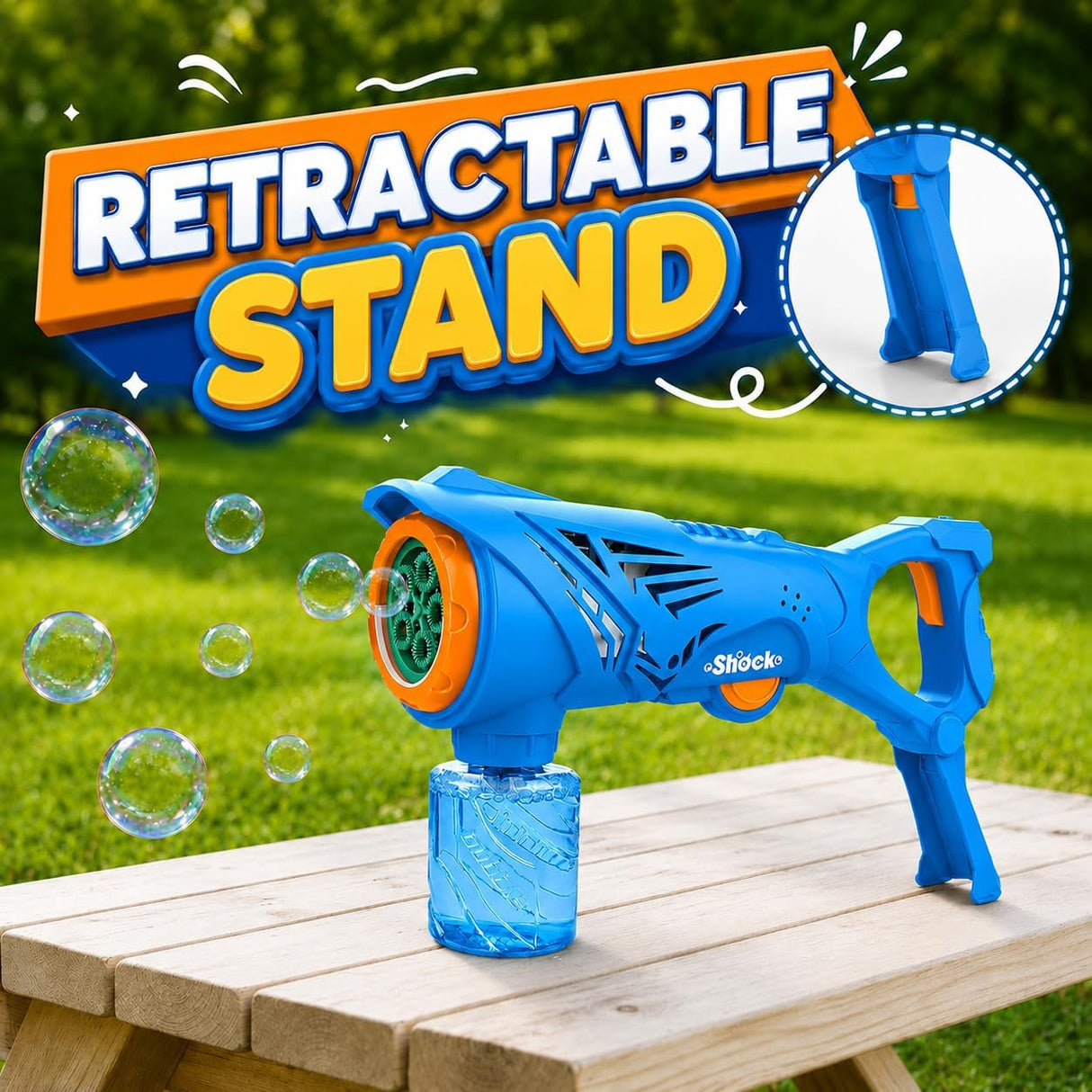 4E's Novelty Automatic Bubbles Gun With Bottle Bubble Solution Refill