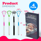 4E's Novelty Santa Tongue Scraper 4-Pack – Festive Oral Hygiene Gag Gift for All Ages