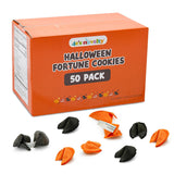 4E's Novelty Halloween Fortune Cookies Bulk - 50 Individually Wrapped Vanilla Cookie