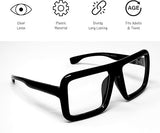 4E's Novelty Black Oversized Glasses - Clear Lens Non-Prescription Fashion Eyewear for Adults & Kids