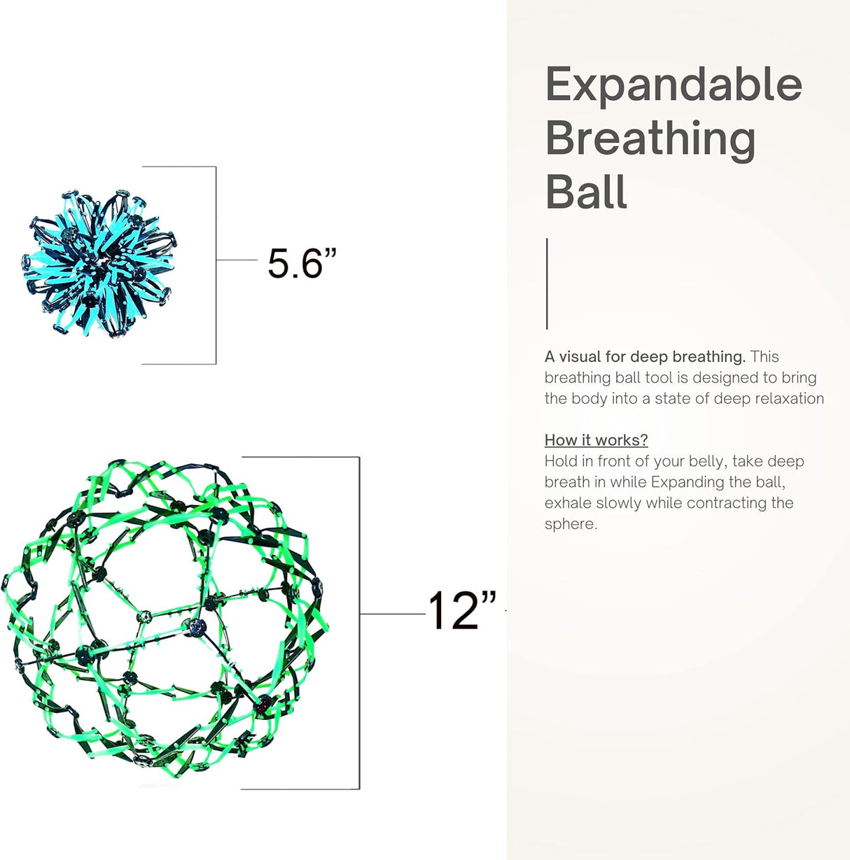 4E's Novelty 3 Pack Expandable Breathing Ball – Stress Relief Toy for Kids & Adults, Ideal for Yoga, ADHD, and Calm Down Corners