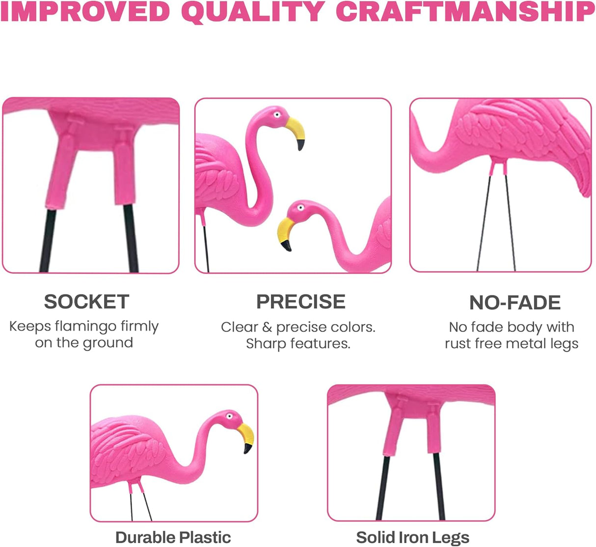4E's Novelty Vibrant Pink Flamingo Yard Decorations – Set of 2 Lawn Ornaments for Tropical Flair