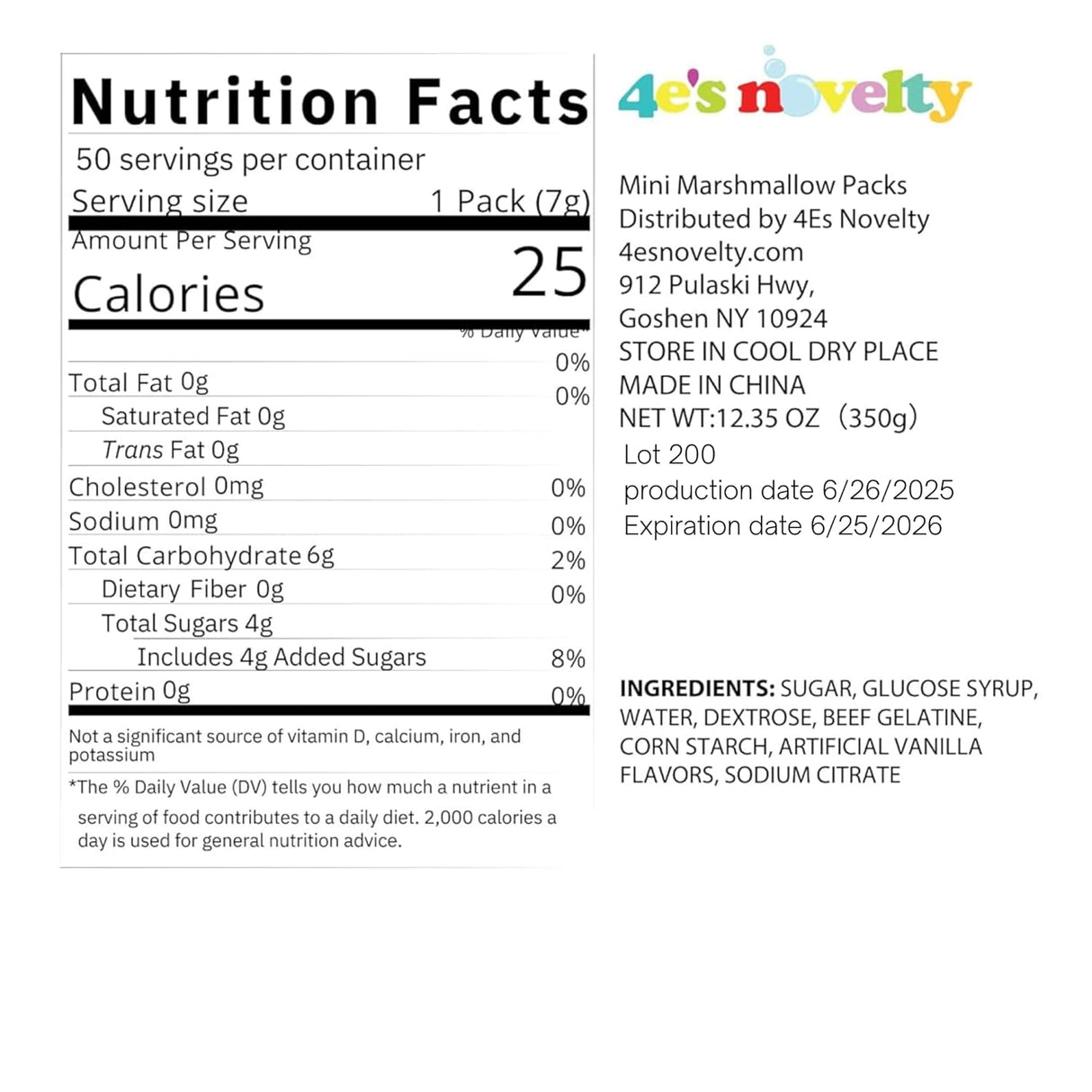 4E's Novelty 24 Packets 3 Assorted Mini Marshmallows - Individually Wrapped Marshmallows Packets for Hot Chocolate & Marshmallows Cocoa Toppers