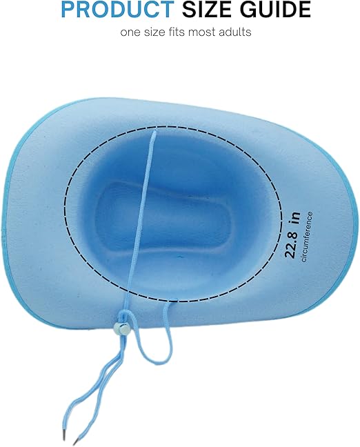 4E's Novelty Cowboy Hat for Women & Men, Felt Cowgirl Hat for Adults, Western Party Dress Up Accessories (Light Blue)