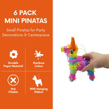 4E's Novelty 6 Pack Mini Pinatas – Mexican Pinata Decor, Donkey & Llama Pinatas for Fiesta & Parties