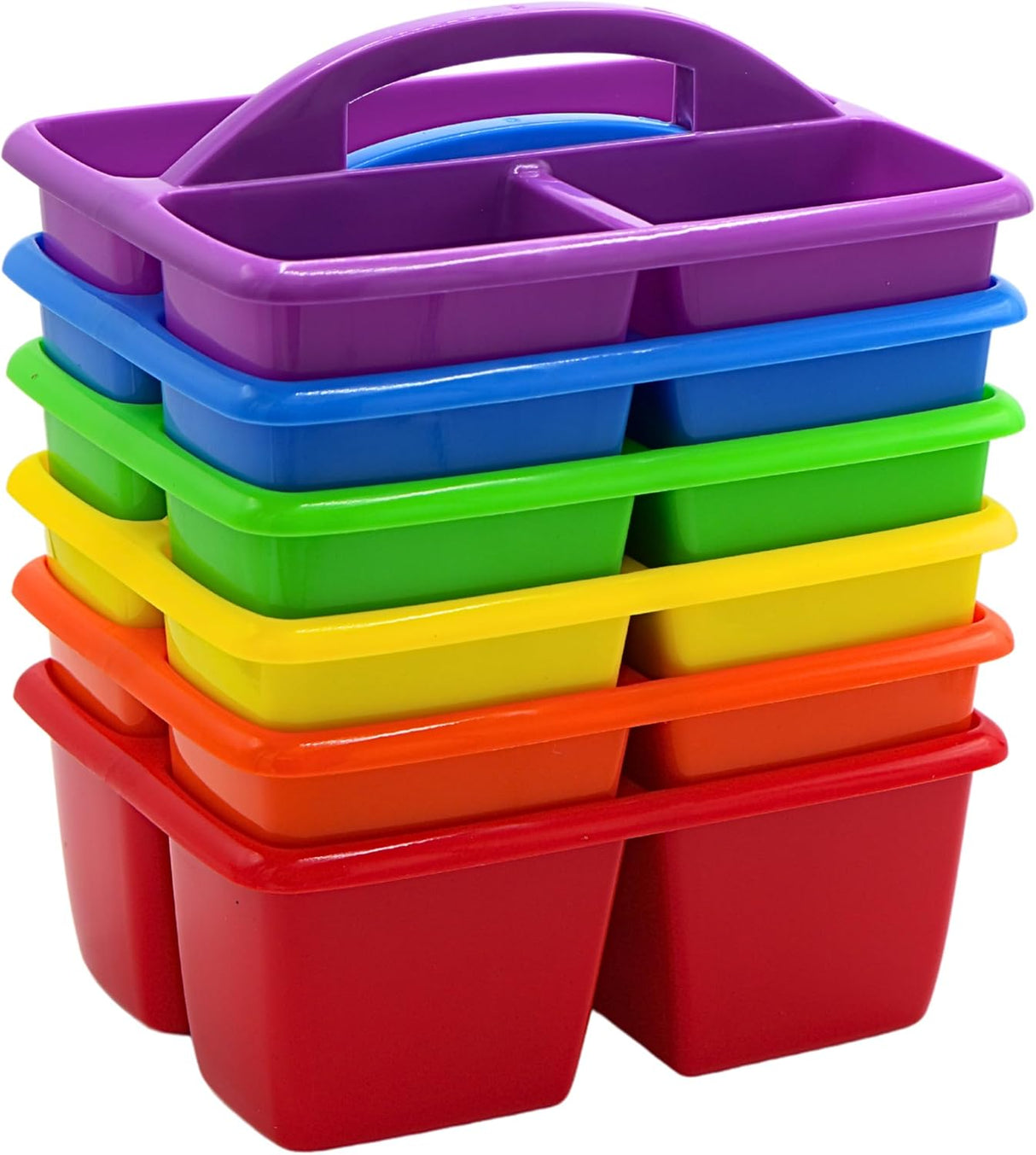 4E’s Novelty Classroom Caddy Set of 6, Plastic Caddies for Lectureroom , Caddy Organizer with Handle