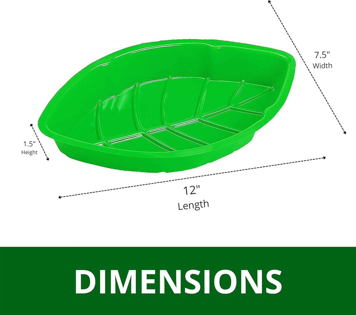 4E's Novelty 12 Pack Green Leaf Plates for Luau Party Decorations – Cute Luau Party Trays, Perfect Hawaiian Party Supplies