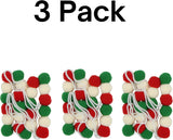 4E's Novelty 3 Pack Christmas Pom Poms Garland, 7ft Each, Red, White, Green Felt Ball Garland for Christmas Tree & Décor